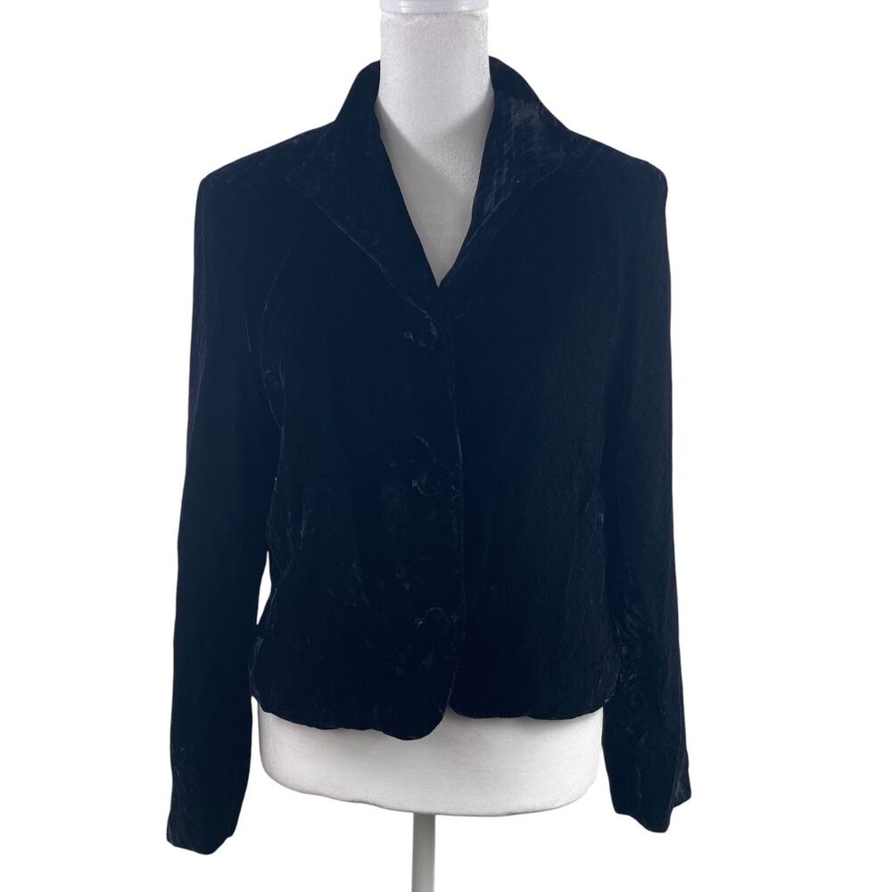 VTG 80s 90s Talbots Black Velvet Cropped Blazer Sz 8 Whimsigoth Office Siren USA